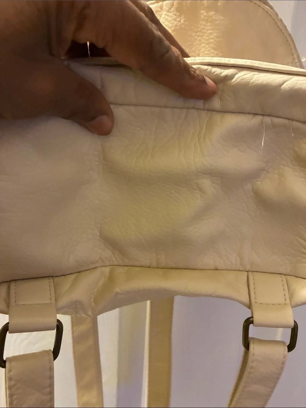 Unbranded Compact Cream Mini Backpack probably pebbled vegan leather everyday